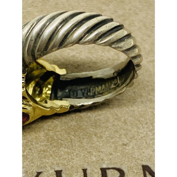 David Yurman 925 14K Gold Renaissance Cable Ring Topaz Pink Tourmaline Sz 4.5 - Picture 9 of 11